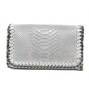 NEW GERMAN FUENTES women's snake embossed & chain handbag in grey